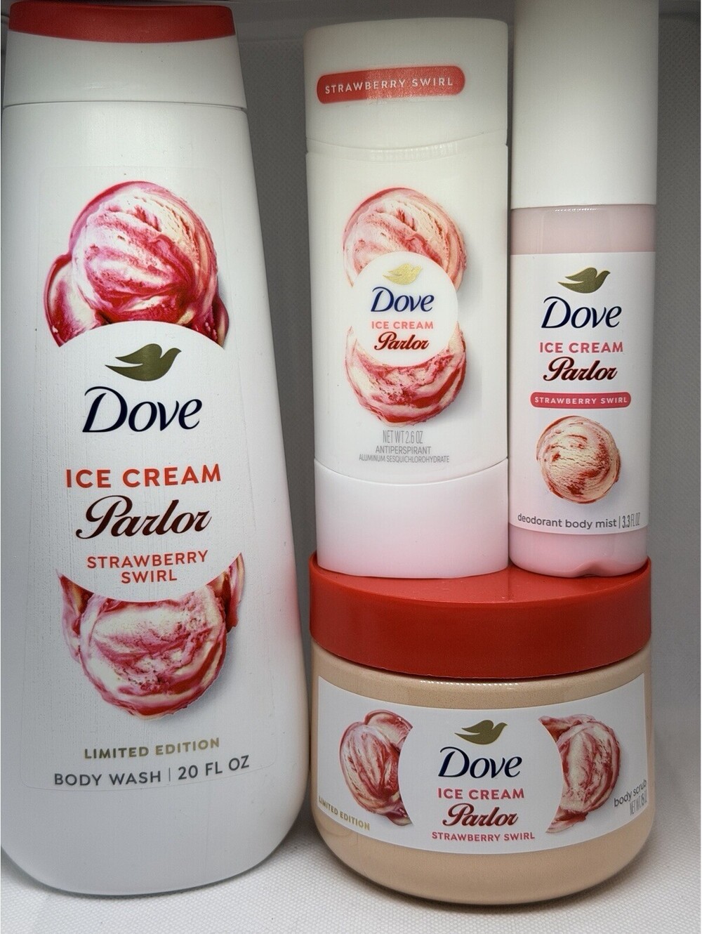 Limited Edition Dove Ice Cream Parlor Strawberry Swirl 4 Piece Set
